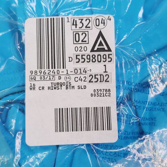 Lands End High Waisted Bikini Swim Bottoms Size 16 Turquoise Chlorine Resistant - Picture 8 of 10